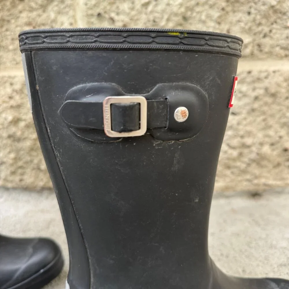 HUNTER Original Tall Rain Boots Kids 13 EU 31 Matte Black High Gum Boot Rubber - Picture 7 of 9